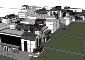 中式风格商业街道建筑设计SU(草图大师)模型
