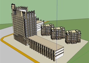 多栋住宅和商住楼建筑设计SU(草图大师)模型