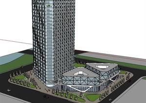 某高层综合楼建筑设计SU(草图大师)模型