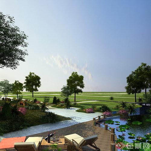某大型城市公园绿地景观设计3DMAX模型