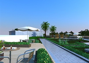 某豪华酒店后院庭院景观设计3DMAX模型素材
