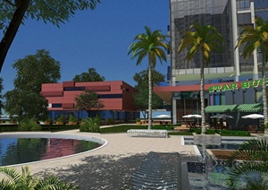 现代风格多层商业建筑带游泳池设计3DMAX模型