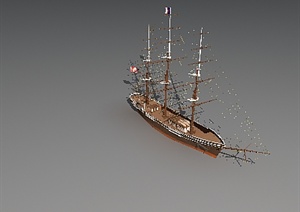 某木质交通工具船设计3DMAX模型
