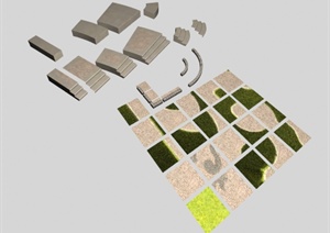 多个园林景观台阶3DMAX模型