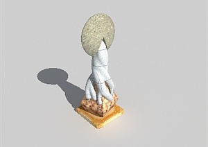 一个人参形状雕塑设计3DMAX模型