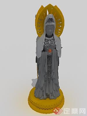 一个佛祖雕塑小品设计3DMAX模型