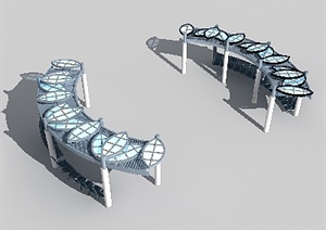 现代风格弧形长廊3DMAX模型