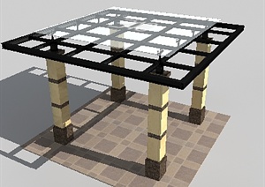 某方形四角亭设计3DMAX模型