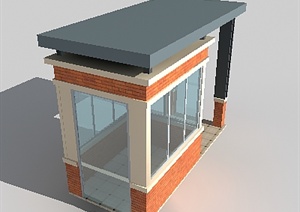 一间门卫室建筑设计3DMAX模型