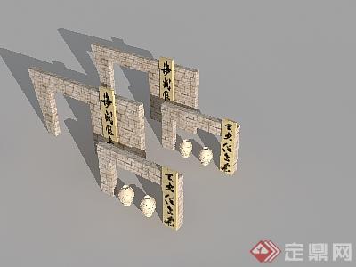 配景素材景墙设计素材3DMAX模型
