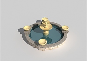 景观喷泉水景小品设计3DMAX模型