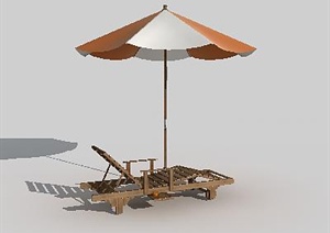 现代风格遮阳伞及躺椅配景素材3DMAX模型