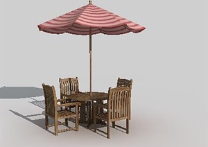 某园林景观桌椅、遮阳伞组合3DMAX模型