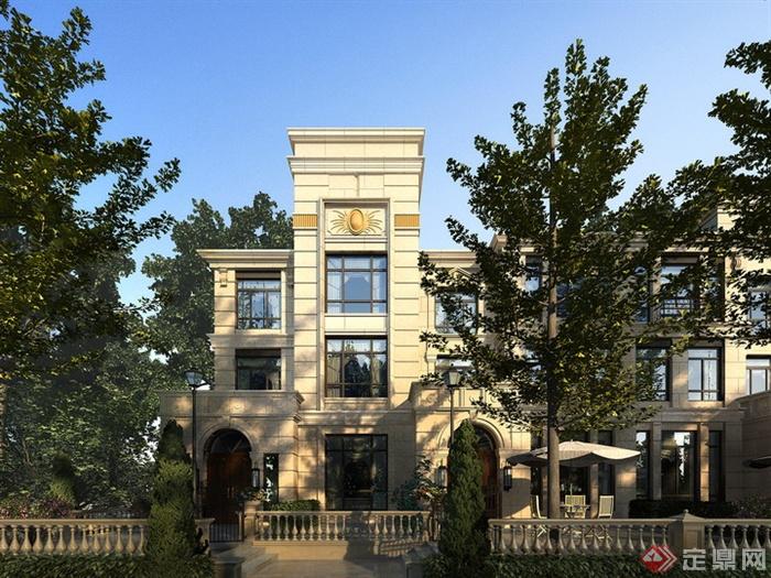 新古典风格多层别墅建筑带小庭院设计3DMAX模型（4）