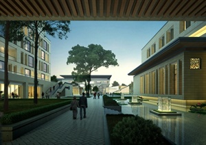 现代中式风格商业建筑设计3DMAX模型
