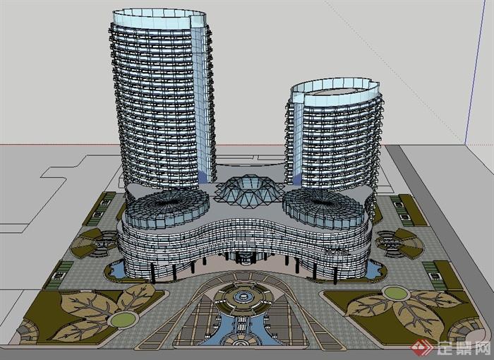 某高级星级酒店建筑设计SU模型(1)