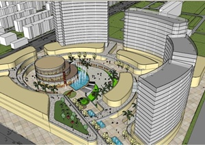 某现代购物中心建筑景观设计SU(草图大师)模型