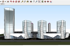某多栋现代商业建筑楼设计SU(草图大师)模型