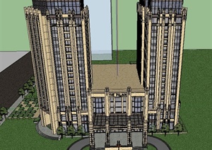某沙巴宫廷酒店建筑设计SU(草图大师)模型