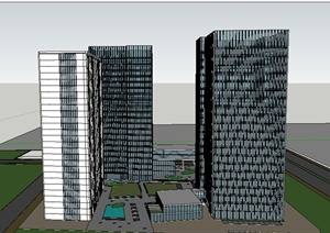 某高层商业大厦建筑SU(草图大师)模型素材