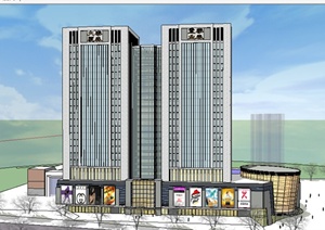 某多栋高层商业大厦设计SU(草图大师)模型