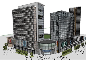 现代风格高层办公商业综合建筑设计SU(草图大师)模型
