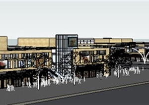 现代风格两层商贸中心商业建筑设计SU(草图大师)模型