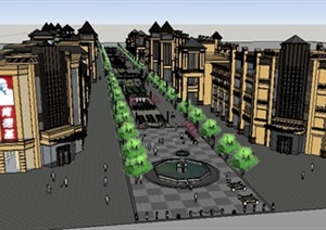 某现代风格商业街建筑景观设计SU(草图大师)模型