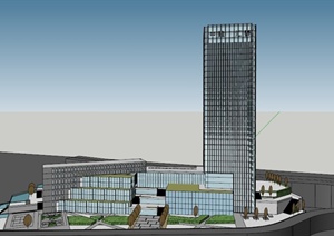 现代某城市中维汇泰股份有限公司建筑大楼设计SU(草图大师)模型