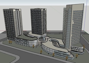 某商场酒店综合建筑设计SU(草图大师)模型
