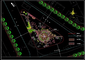 某道路交叉口交通岛绿化设计施工图（dwg格式）