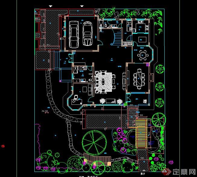 现代某城市别墅住宅庭院景观设计cad平面图