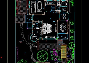 现代某城市别墅住宅庭院景观设计CAD平面图