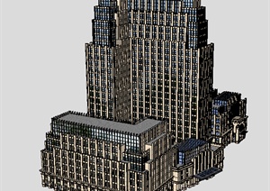 新古典风格高层临街办公建筑设计SU(草图大师)模型