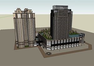 某城市混合式商业与制造建筑设计SU(草图大师)模型