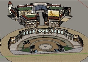 某欧式购物广场商业建筑设计SU(草图大师)模型