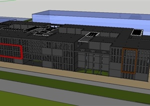 某工厂办公楼和厂房建筑设计SU(草图大师)模型