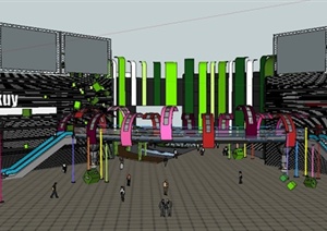 现代风格购物广场建筑设计SU(草图大师)模型