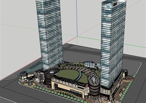 现代大型购物商城建筑设计SU(草图大师)模型