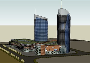 某超现代商业建筑大厦设计SU(草图大师)模型素材