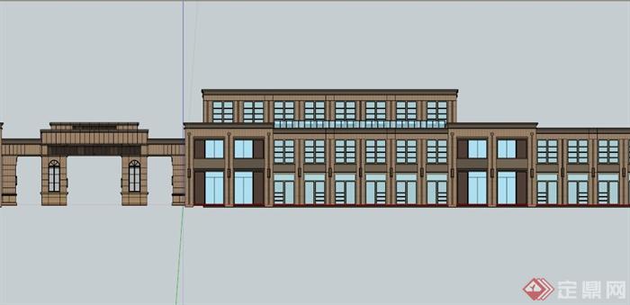 某欧式联排商业建筑设计SU模型(1)