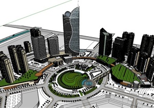 某城区商业中心建筑设计SU(草图大师)模型