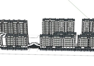某城市住宅小区中式住宅建筑设计SU(草图大师)模型