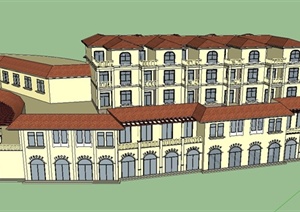 欧式商业酒店建筑设计SU(草图大师)模型