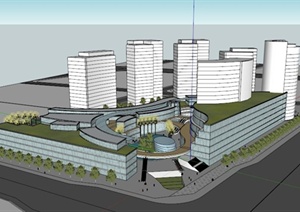 现代某城市中心商业区景观设计SU(草图大师)模型