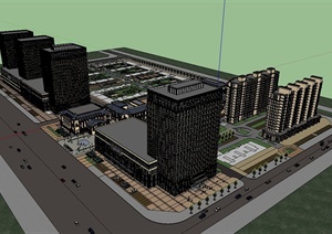 某小区住宅及办公酒店建筑设计SU(草图大师)模型