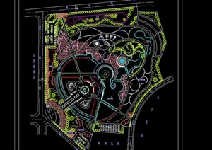 现代某城市公园景观详细规划设计CAD总平图