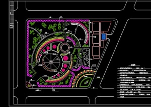 现代某县住宅小区内小游园规划设计CAD总平图