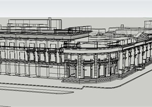 欧陆风格临街商铺商业街建筑设计SU(草图大师)模型