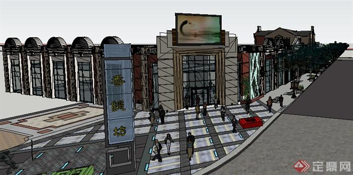 新古典风格多层临街商业街建筑设计su模型(2)